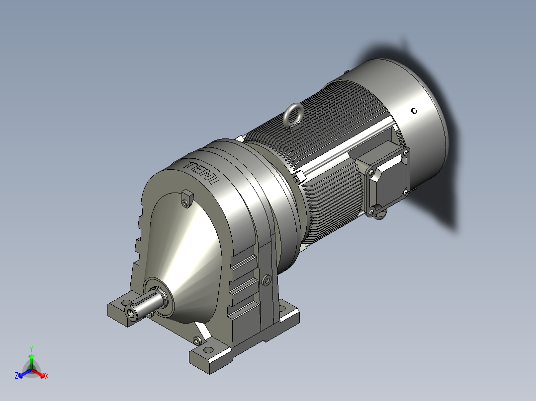 RX57底脚轴伸式安装斜齿轮减速机RX57-Y025-4P-71-M1-0正等轴测图