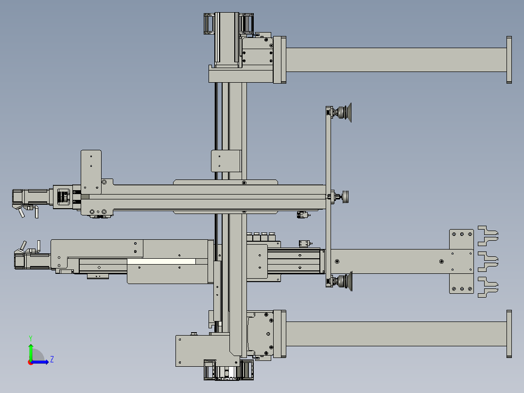 取纸皮-装箱-机械手组件左视图