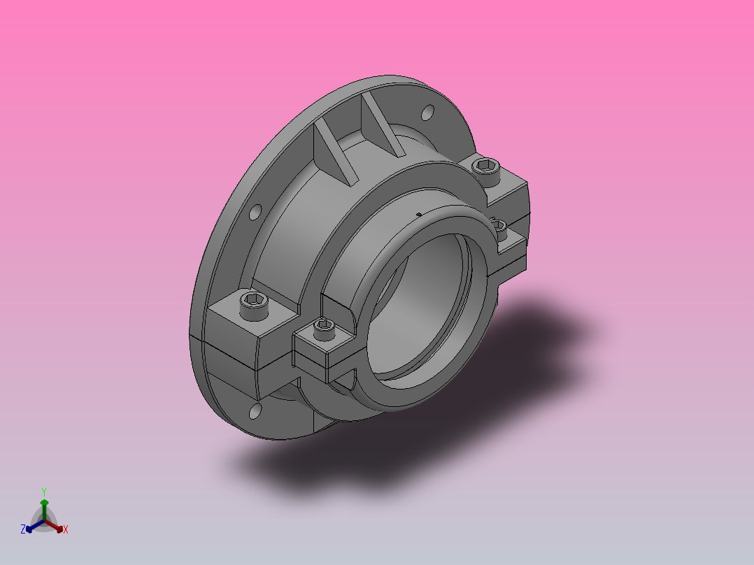PGFD法兰式轴向固定剖分式轴承_PGFD-300正等轴测图