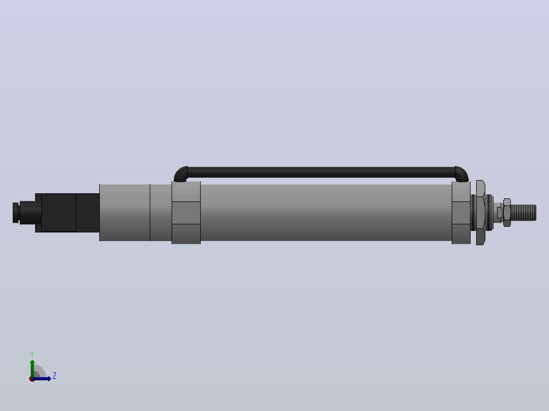 10Y-2V系列无给油润滑气缸(带阀型)[10Y-2VSD50N200A8-SD]左视图