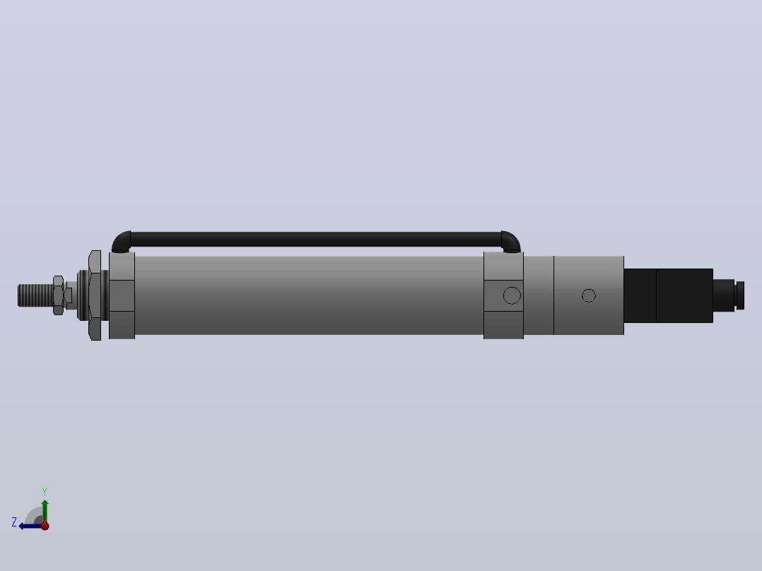 10Y-2V系列无给油润滑气缸(带阀型)[10Y-2VSD50N200A8-SD]右视图