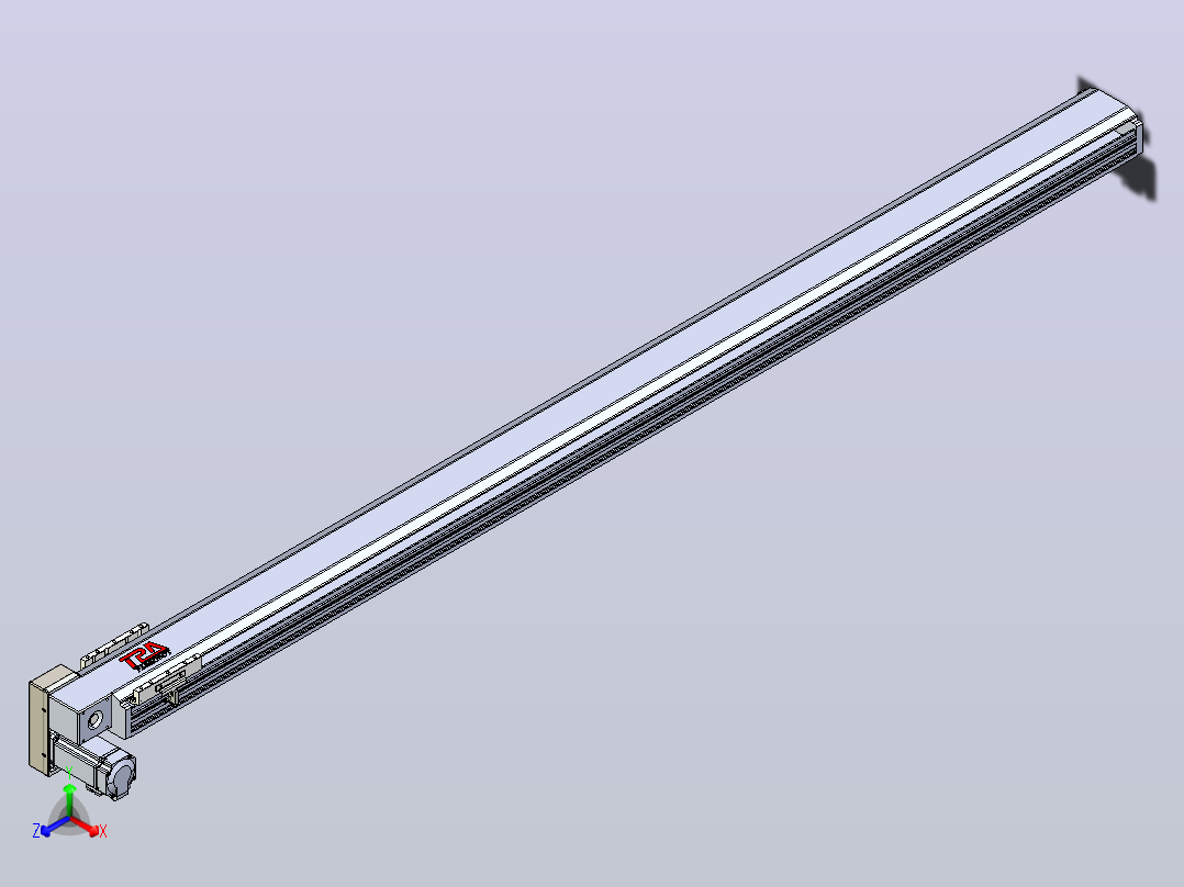 皮带直线轴半封闭可选导轨TPA-HNB-120D-110-L1850-LP-Y-P40-N3正等轴测图