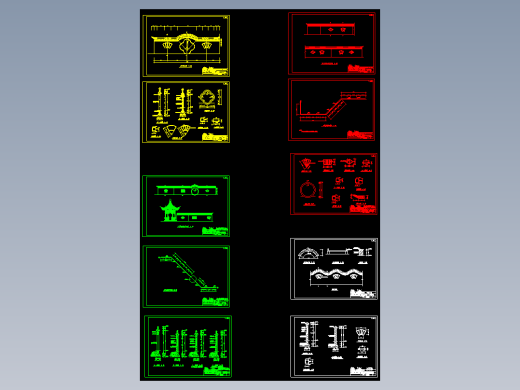 H347现代中式仿古建筑围墙景墙中式围墙景观墙景窗围墙CAD施工图