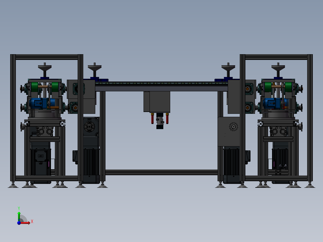 循环回流旋转倍速链线 3D模型（SolidWorks_ProE设计，提供step(stp)文件）前视图