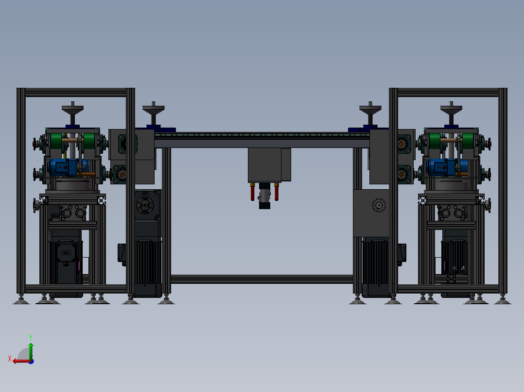循环回流旋转倍速链线 3D模型（SolidWorks_ProE设计，提供step(stp)文件）后视图
