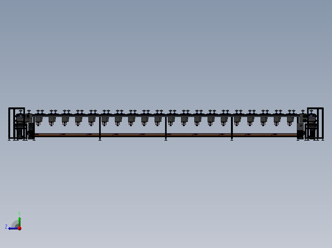 循环回流旋转倍速链线 3D模型（SolidWorks_ProE设计，提供step(stp)文件）右视图