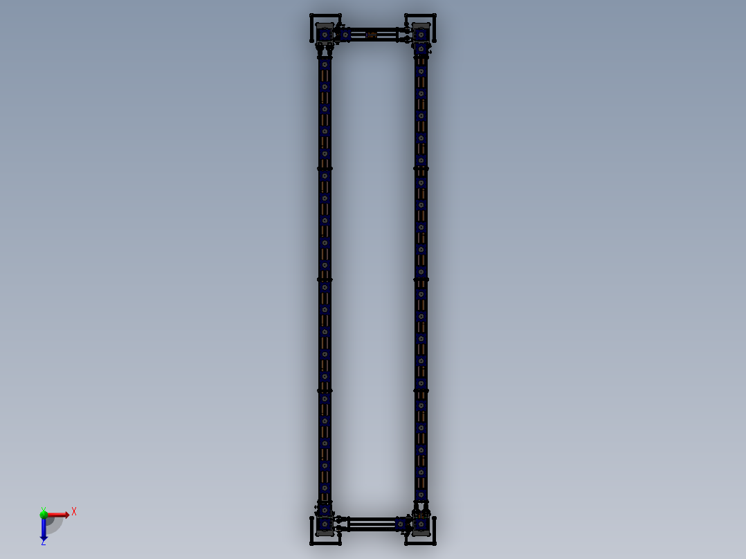 循环回流旋转倍速链线 3D模型（SolidWorks_ProE设计，提供step(stp)文件）俯视图