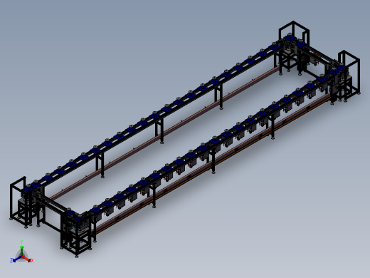 循环回流旋转倍速链线 3D模型（SolidWorks_ProE设计，提供step(stp)文件）正等轴测缩略图