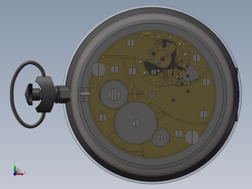 机械时钟表3d图纸 传动机构3d 多级齿轮传动机械时钟表3d三维模型前视缩略图