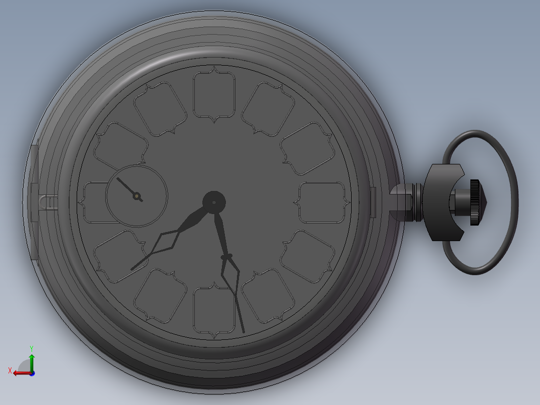 机械时钟表3d图纸 传动机构3d 多级齿轮传动机械时钟表3d三维模型后视图