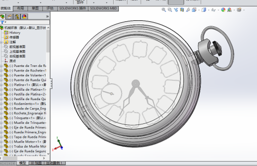 机械时钟表3d图纸 传动机构3d 多级齿轮传动机械时钟表3d三维模型缩略图