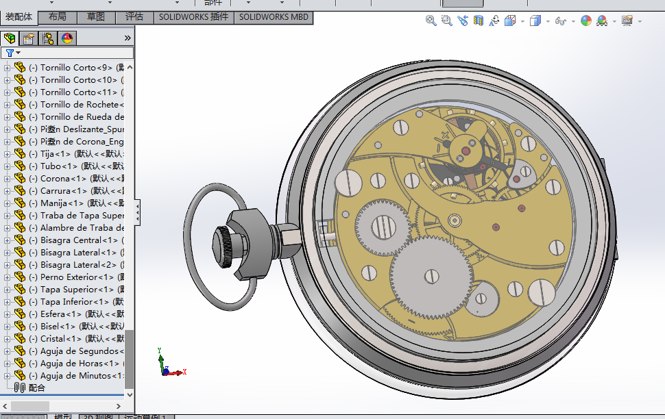 机械时钟表3d图纸 传动机构3d 多级齿轮传动机械时钟表3d三维模型