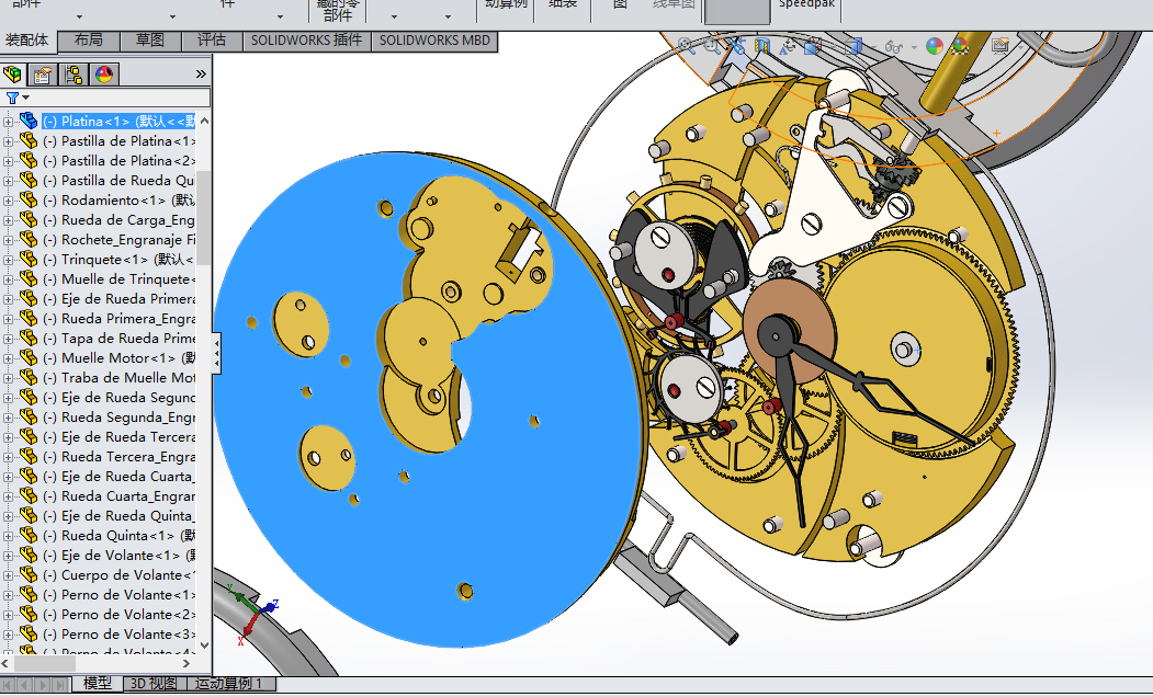 机械时钟表3d图纸 传动机构3d 多级齿轮传动机械时钟表3d三维模型