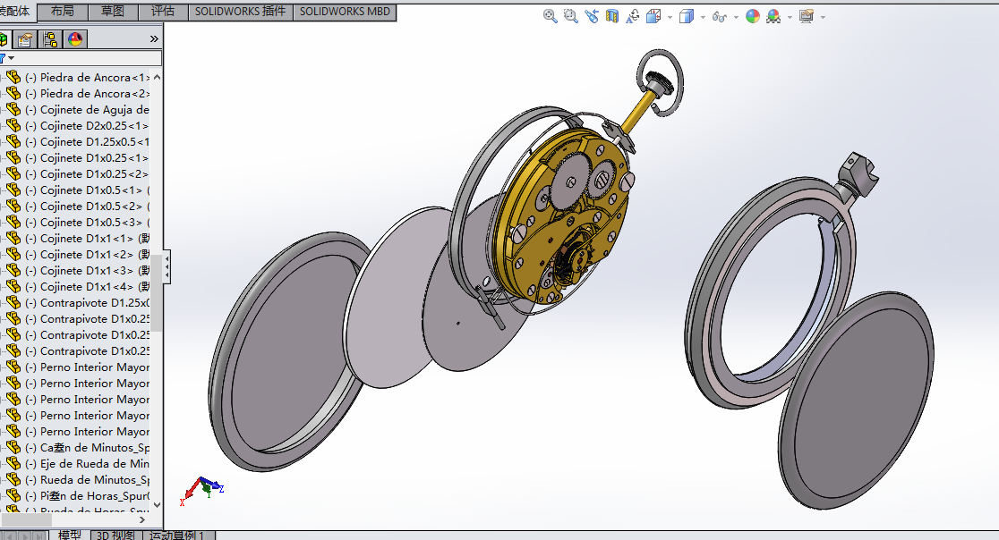 机械时钟表3d图纸 传动机构3d 多级齿轮传动机械时钟表3d三维模型