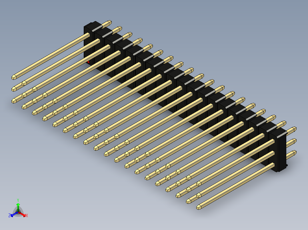 彩色公头100mil（2.54mm）系列-DS1021_black_3x19p_100mil_Type19_rev1.0主视图