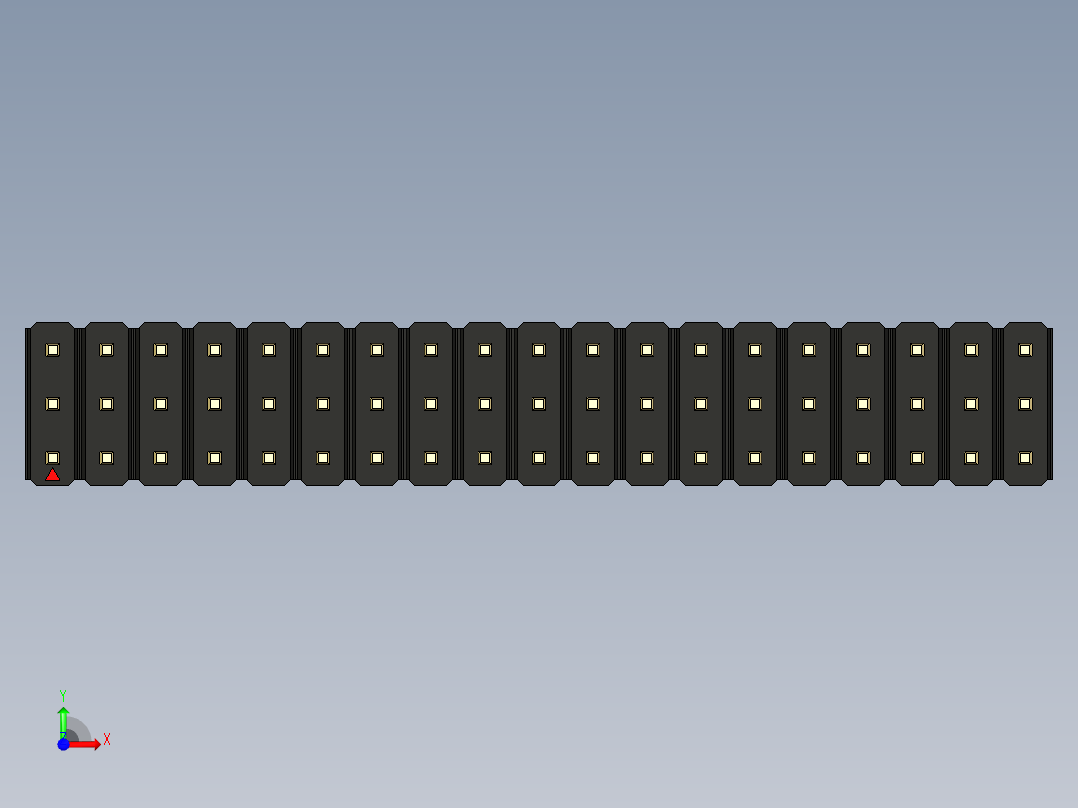 彩色公头100mil（2.54mm）系列-DS1021_black_3x19p_100mil_Type19_rev1.0前视图