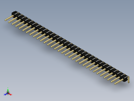 彩色公排针 100mil 2.54mm 系列-DS1022_black_1x32p_100mil_TypeD_rev1.0