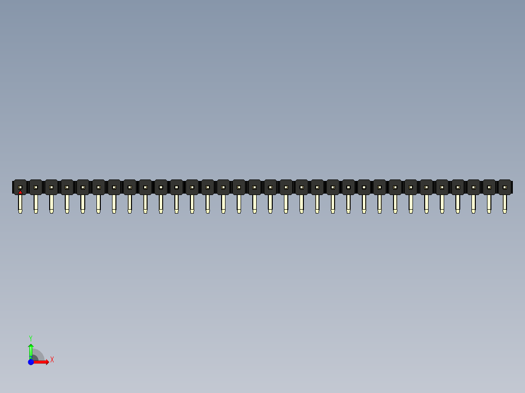 彩色公排针 100mil 2.54mm 系列-DS1022_black_1x32p_100mil_TypeD_rev1.0前视图