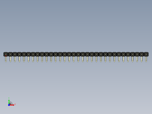 彩色公排针 100mil 2.54mm 系列-DS1022_black_1x32p_100mil_TypeD_rev1.0前视缩略图