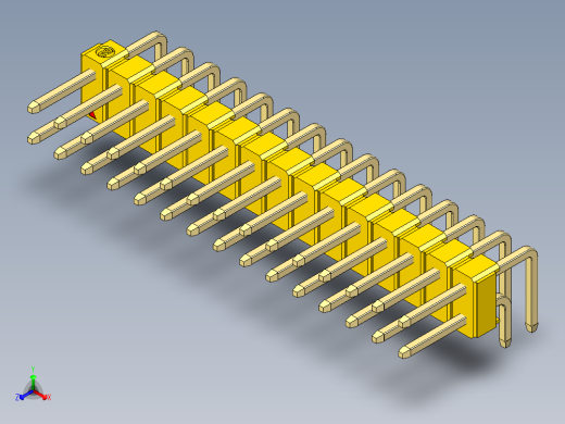 彩色公排针 100mil 2.54mm 系列-DS1022_yellow_2x15p_100mil_TypeD_rev1.0