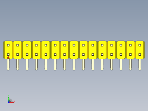 彩色公排针 100mil 2.54mm 系列-DS1022_yellow_2x15p_100mil_TypeD_rev1.0前视缩略图