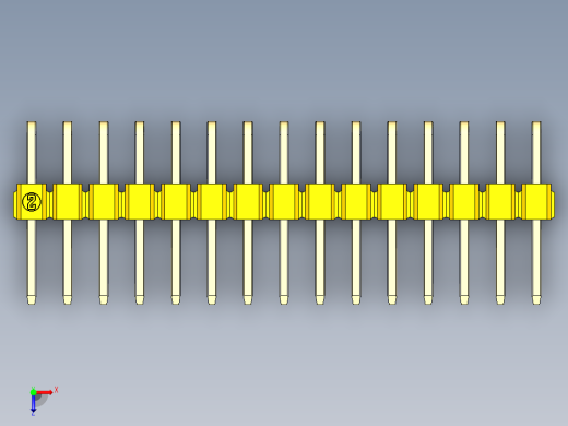 彩色公排针 100mil 2.54mm 系列-DS1022_yellow_2x15p_100mil_TypeD_rev1.0俯视缩略图