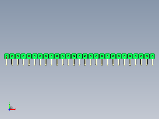 彩色公排针 100mil 2.54mm 系列-DS1022_green_1x27p_100mil_TypeD_rev1.0前视缩略图