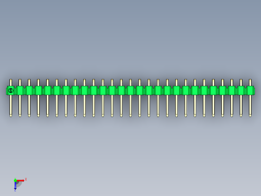 彩色公排针 100mil 2.54mm 系列-DS1022_green_1x27p_100mil_TypeD_rev1.0俯视缩略图
