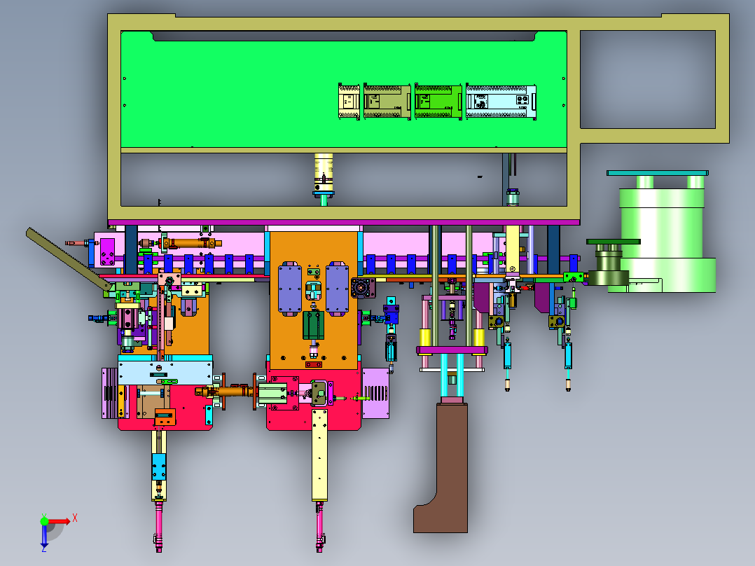 微电机马达业生产全自动插电刷机俯视图