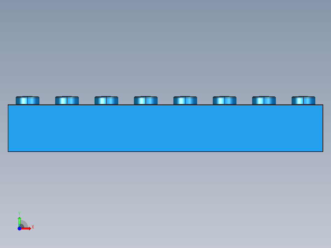乐高套装 4421基本积木-300723 Bright Blue Brick 2 x 8.STEP前视图