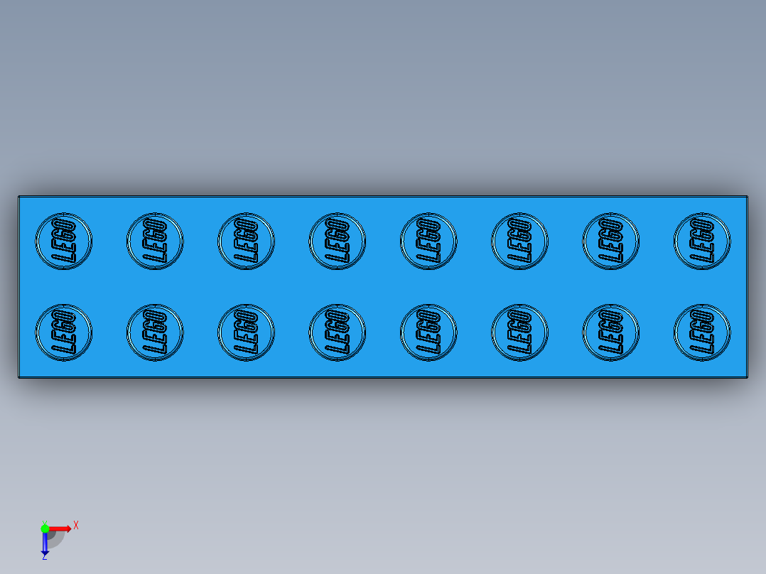 乐高套装 4421基本积木-300723 Bright Blue Brick 2 x 8.STEP俯视图