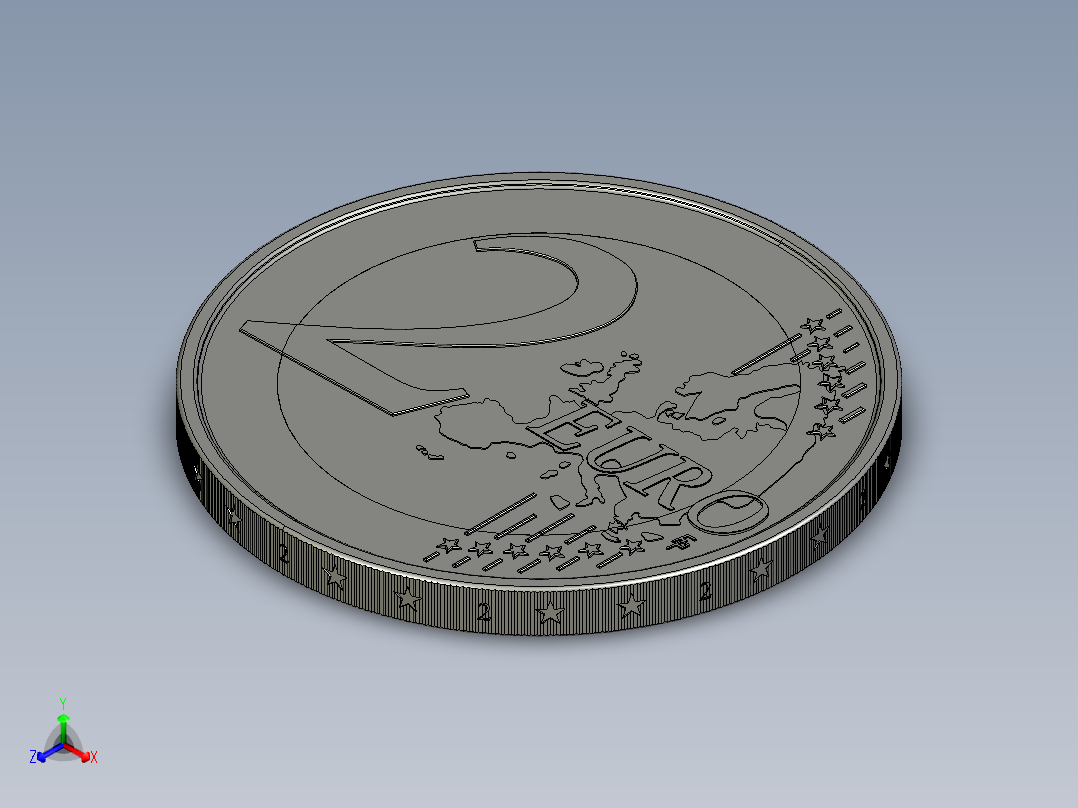 2欧元硬币正等轴测图