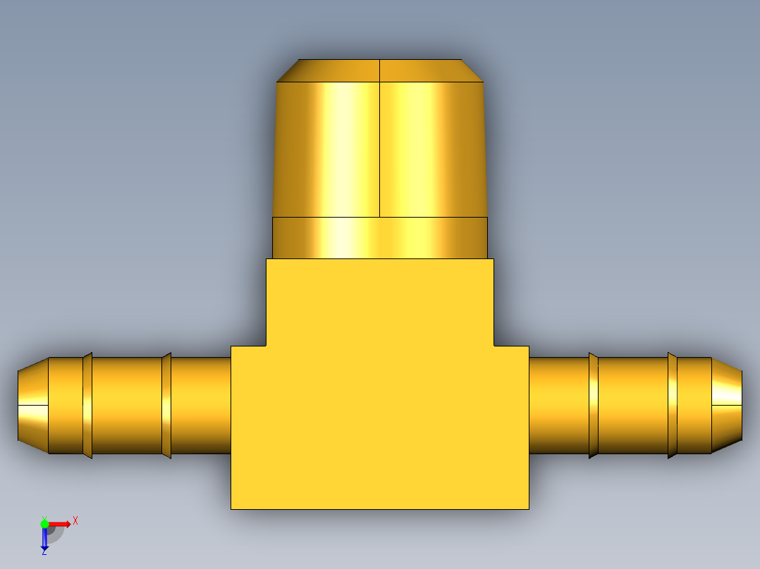 工业通用螺蚊管倒齿式工业硬管接头Male Branch Tee 232-4-2俯视图