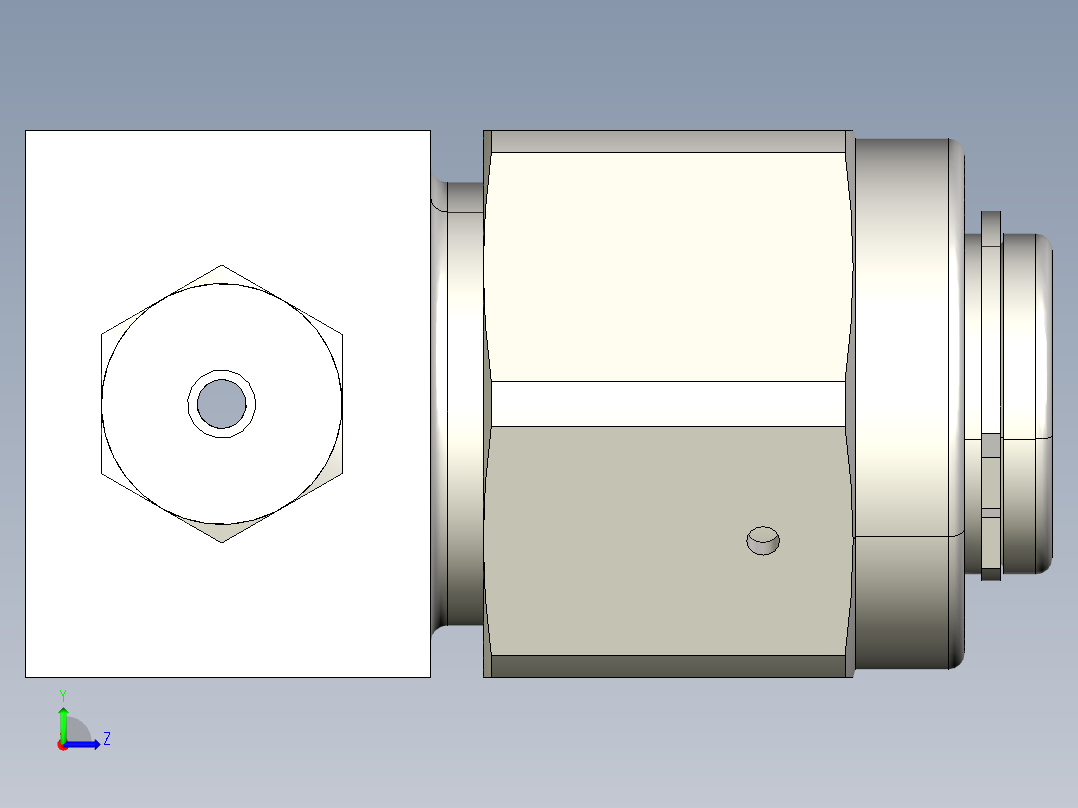 不锈钢三通颗粒过滤器，1-8英寸左视图
