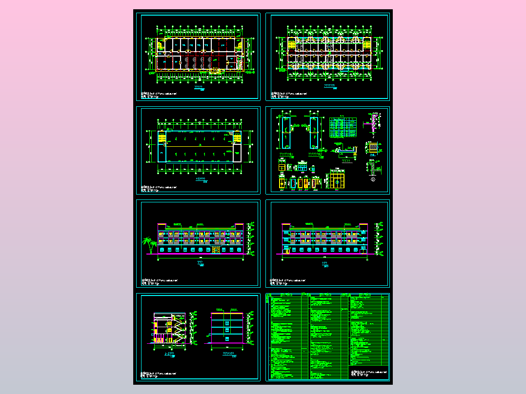 长40.7米 宽14.8米 3层办公宿舍楼建筑施工图【平立剖 大样 门窗表 各部分构造做法表】