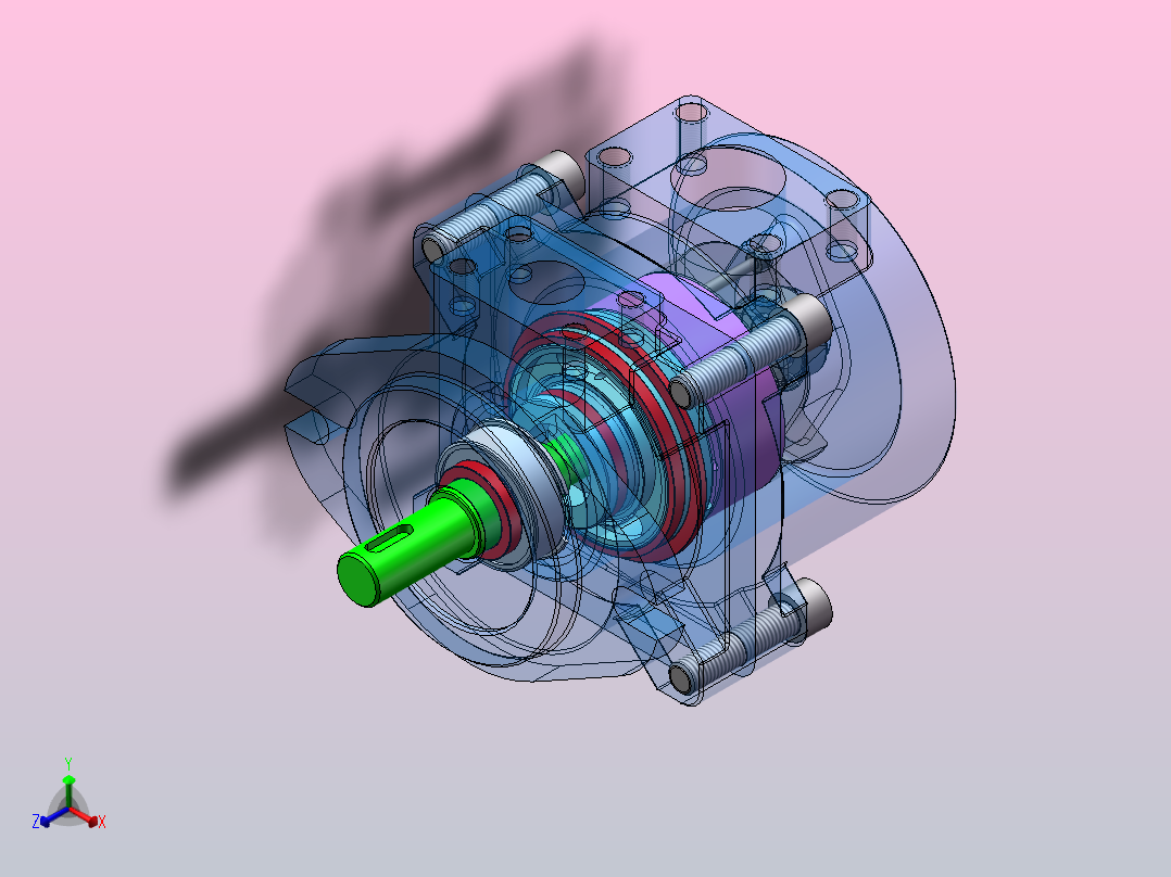 PFE 定量叶片泵设计（SW+CAD+说明书）正等轴测图