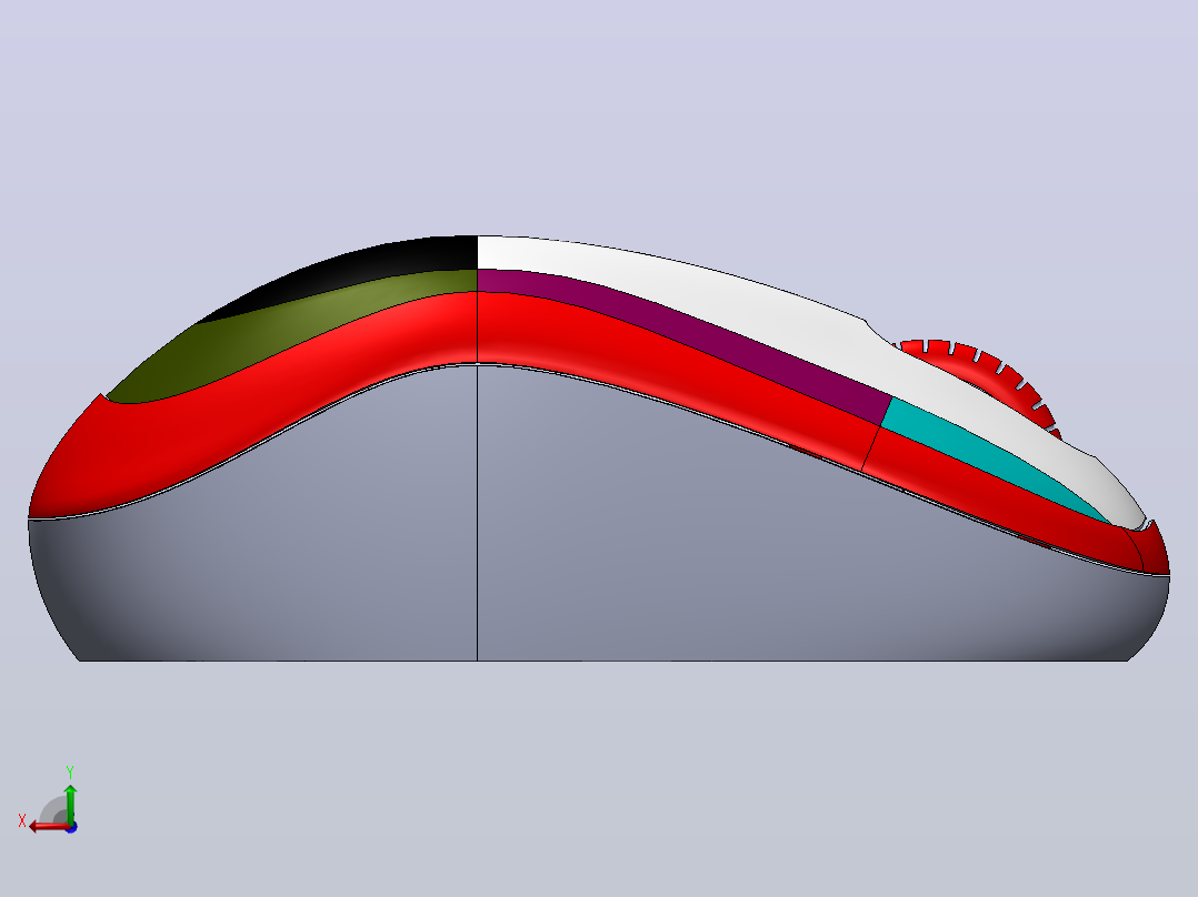使用solidworks 对罗技鼠标进行表面建模后视图