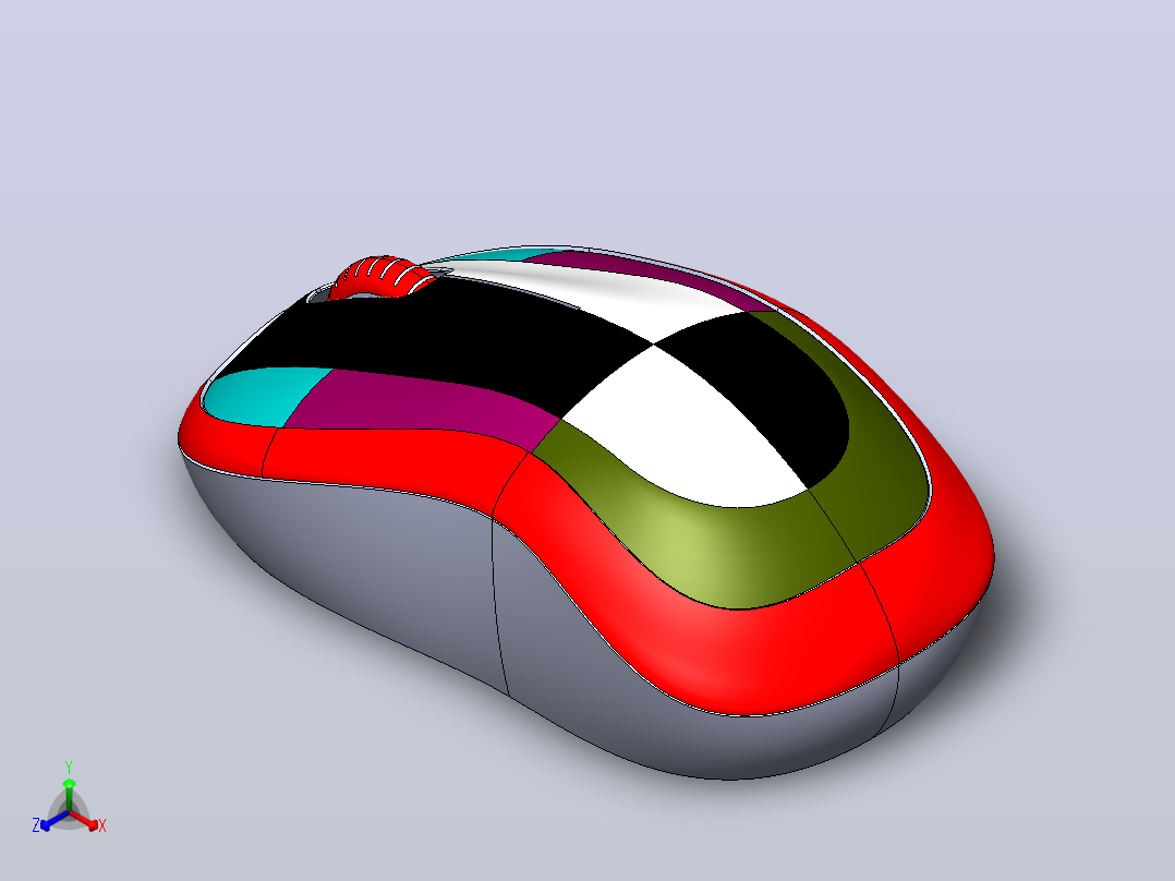 使用solidworks 对罗技鼠标进行表面建模正等轴测图