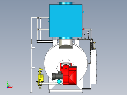 火管式锅炉详细3d模型3D模型前视缩略图
