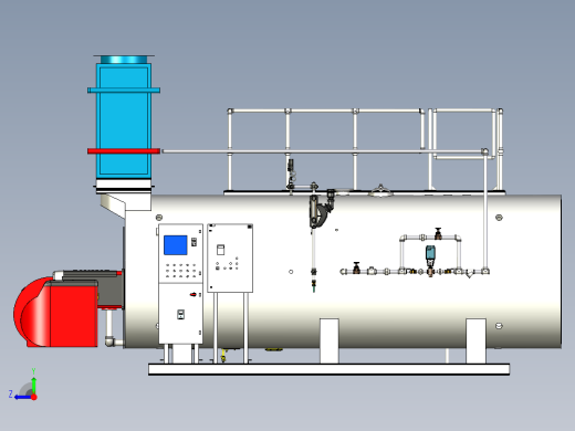 火管式锅炉详细3d模型3D模型右视缩略图