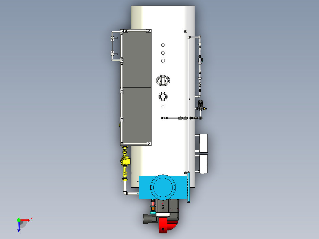 火管式锅炉详细3d模型3D模型俯视图