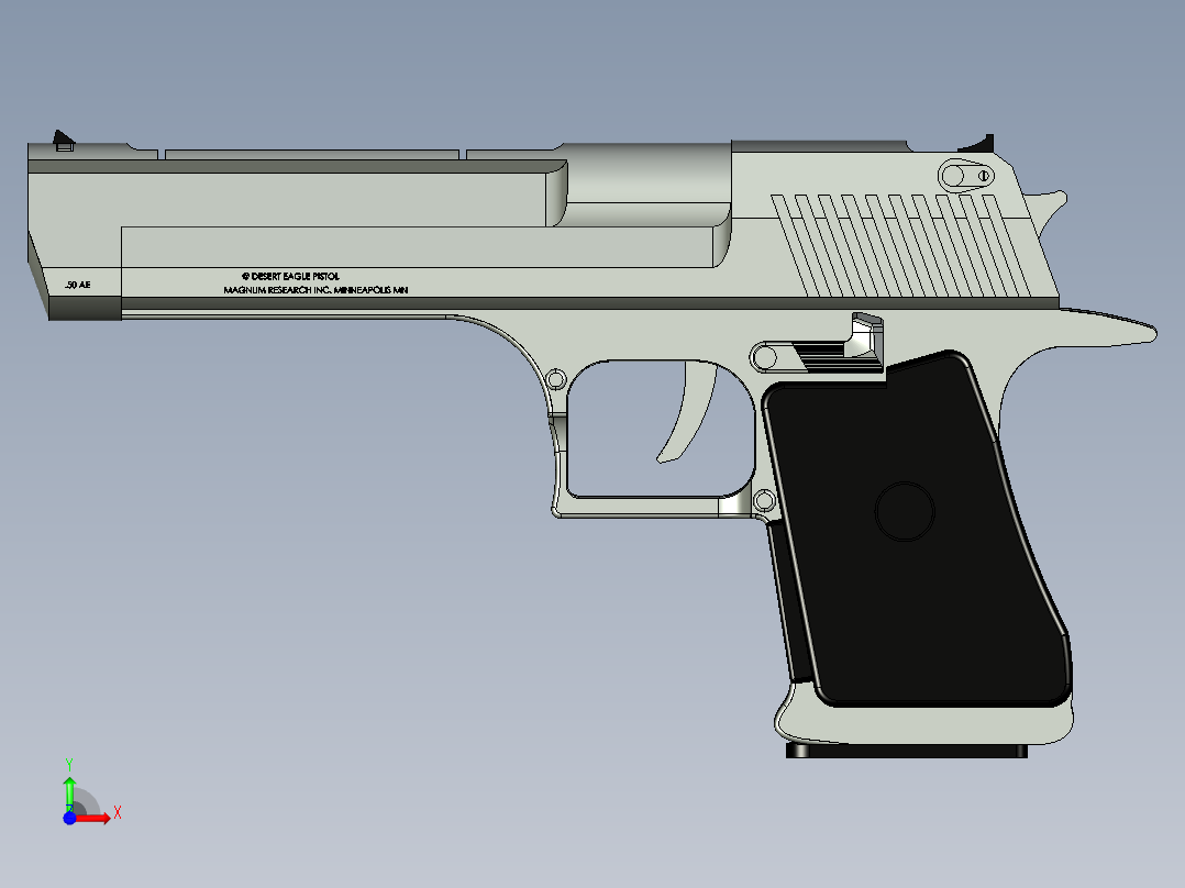 沙漠之鹰手枪3D模型前视图