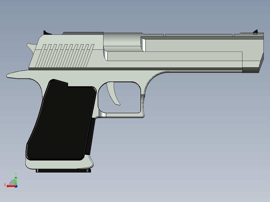 沙漠之鹰手枪3D模型后视图
