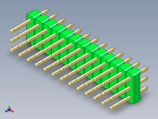 彩色公头100mil（2.54mm）系列-DS1021_green_3x13p_100mil_Type1_rev1.0