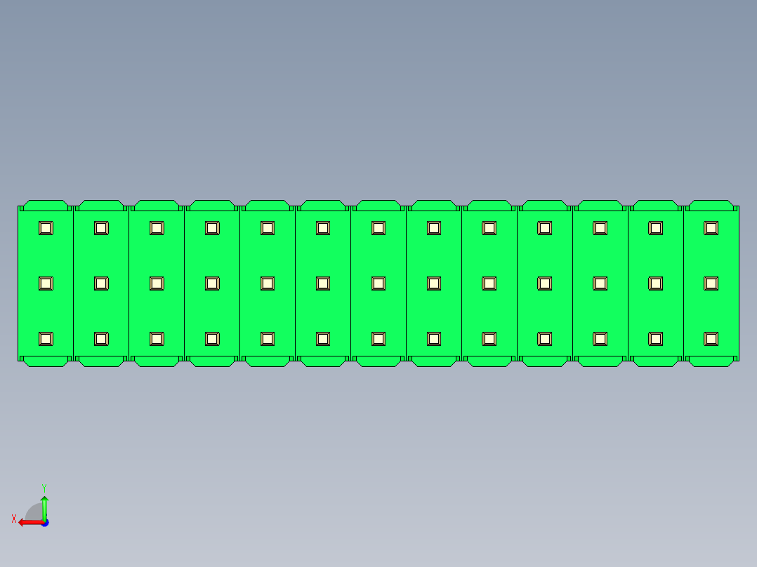 彩色公头100mil（2.54mm）系列-DS1021_green_3x13p_100mil_Type1_rev1.0后视图