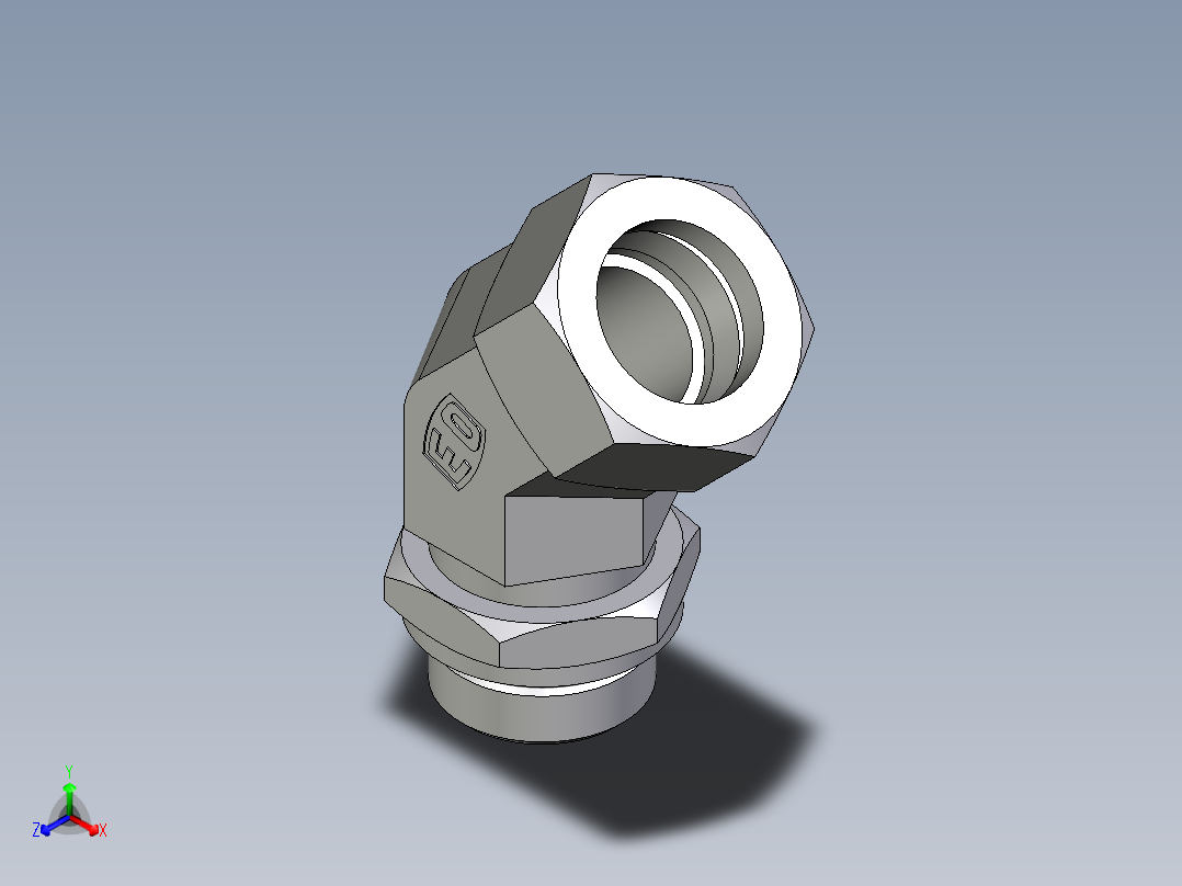 卡套式工业通用硬管接头EO_Adjustable_locknut_45_deg_elbow_VEE28LMORCF主视图