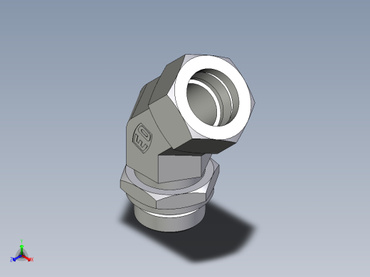 卡套式工业通用硬管接头EO_Adjustable_locknut_45_deg_elbow_VEE28LMORCF正等轴测缩略图