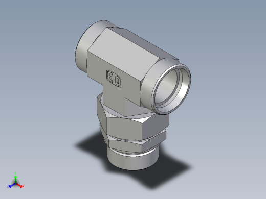 卡套式工业通用硬管接头EO_Assembled_adjustable_standpipe_branch_tee_EVT42LMOMD71正等轴测缩略图
