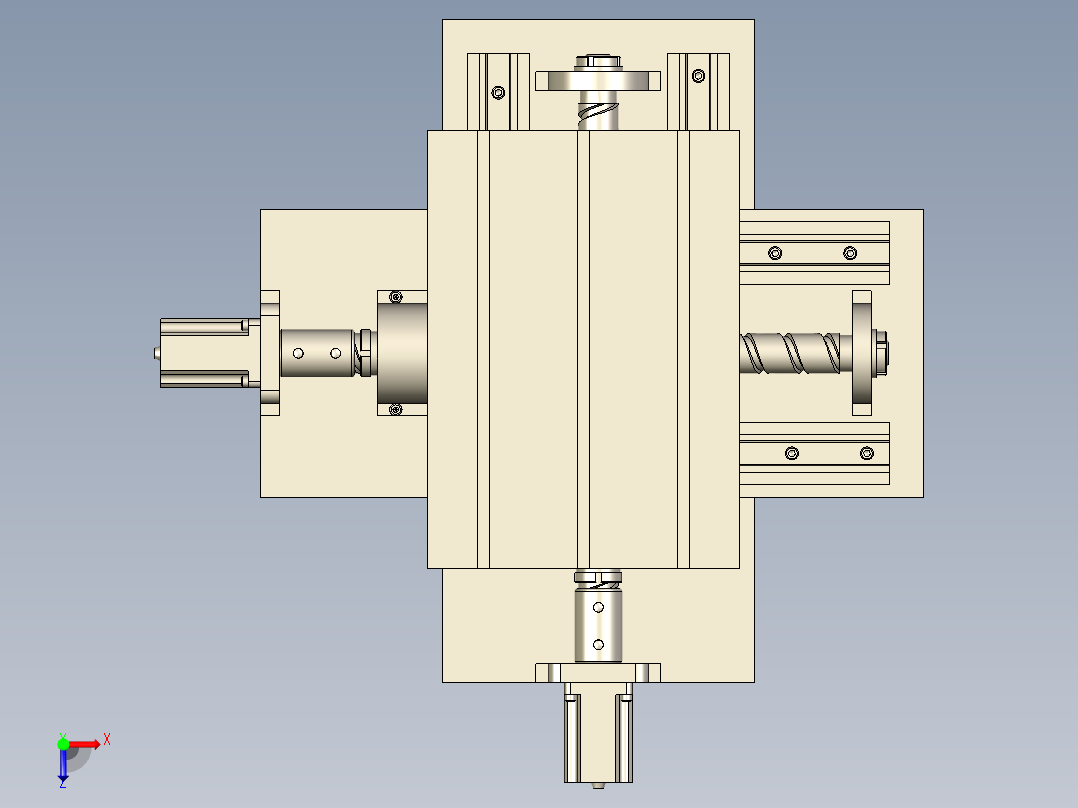数控车床进给系统三维设计俯视图