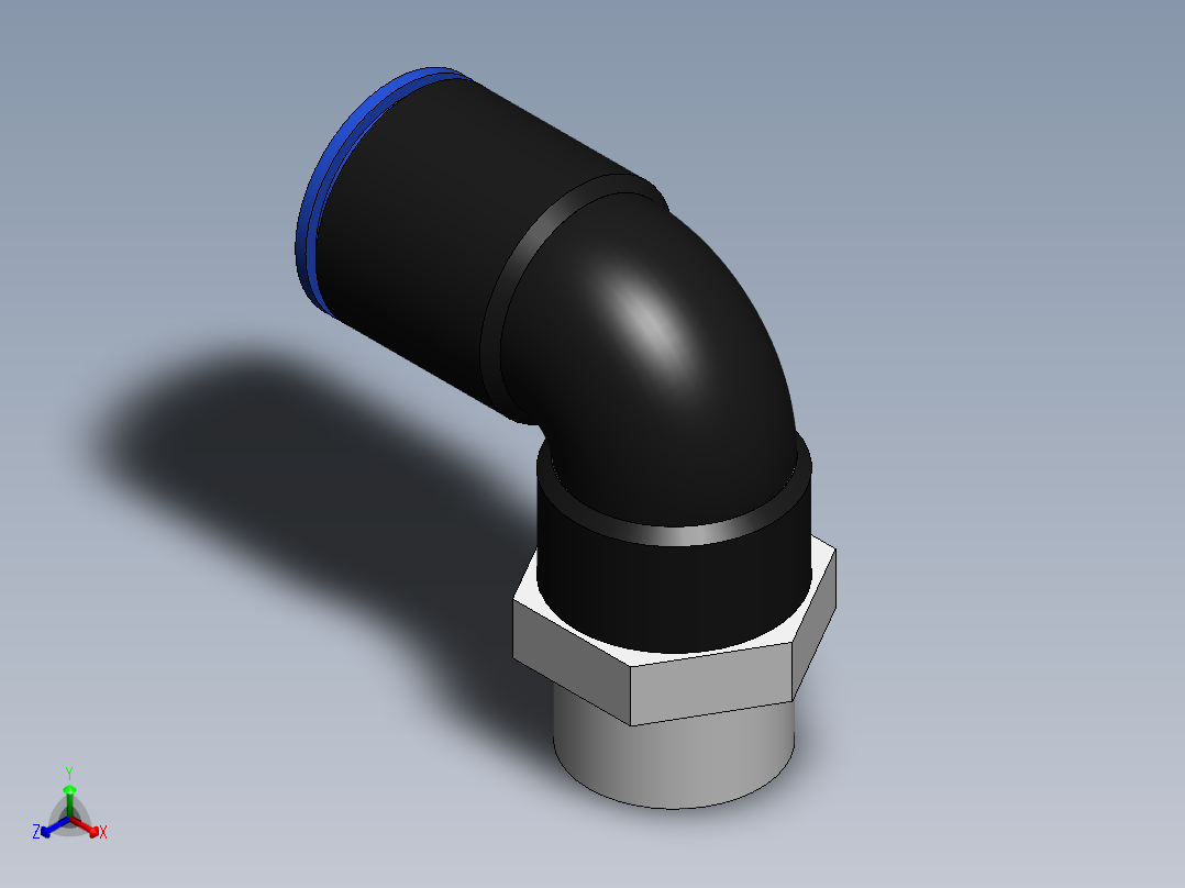 Ø12 x 3-8G COTOVELO 90° MACHO GIRAT. (C02471238)正等轴测图